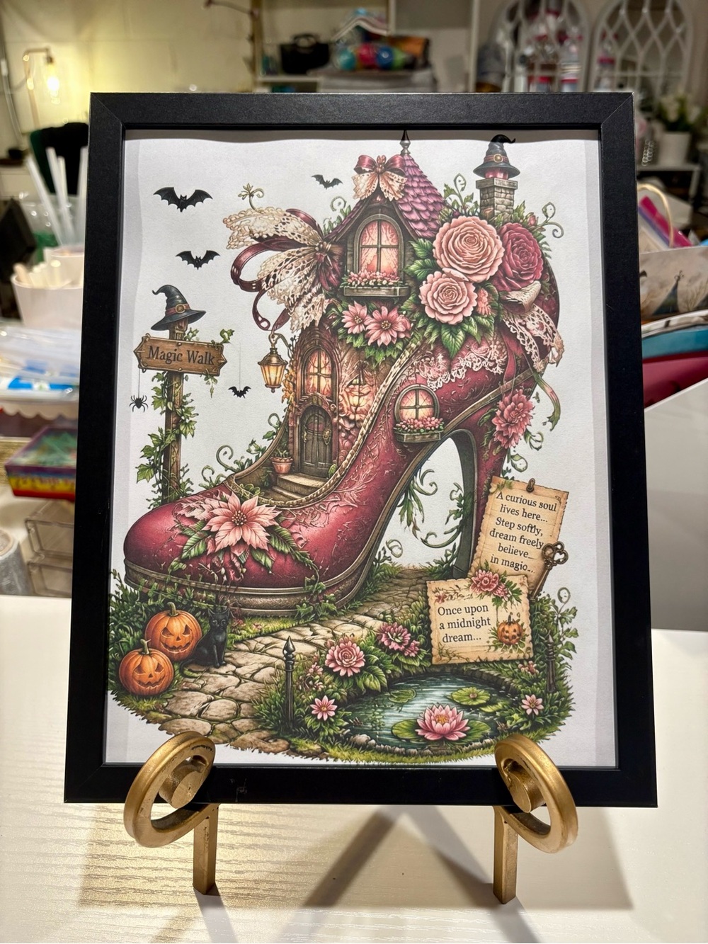 Framed Pink Fairy Tale Shoe 8x10 Art Print - Home Art